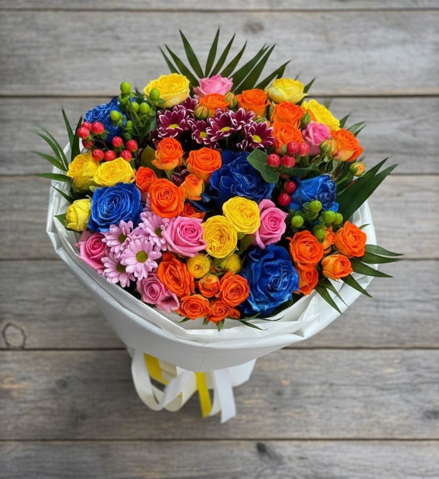 Букет цветов из: Розы и Хризантемы в Аверьяновке