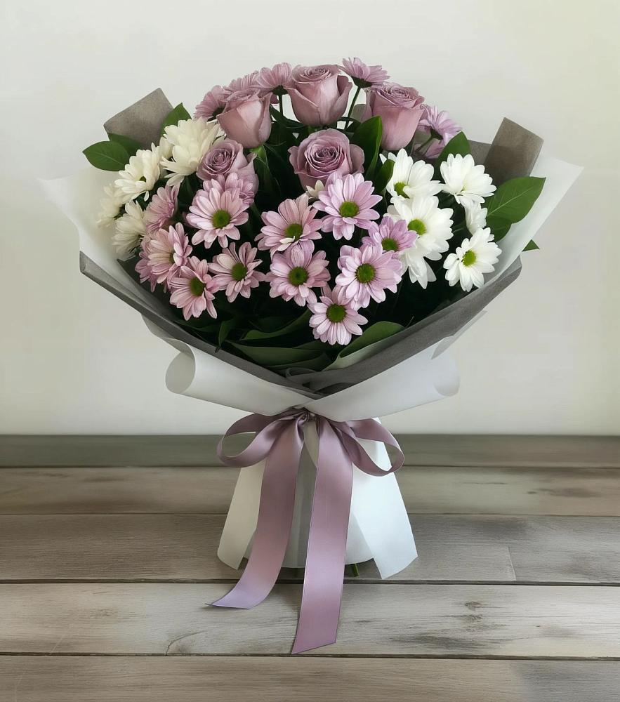 Букет цветов из: Хризантемы и Розы в Аверьяновке