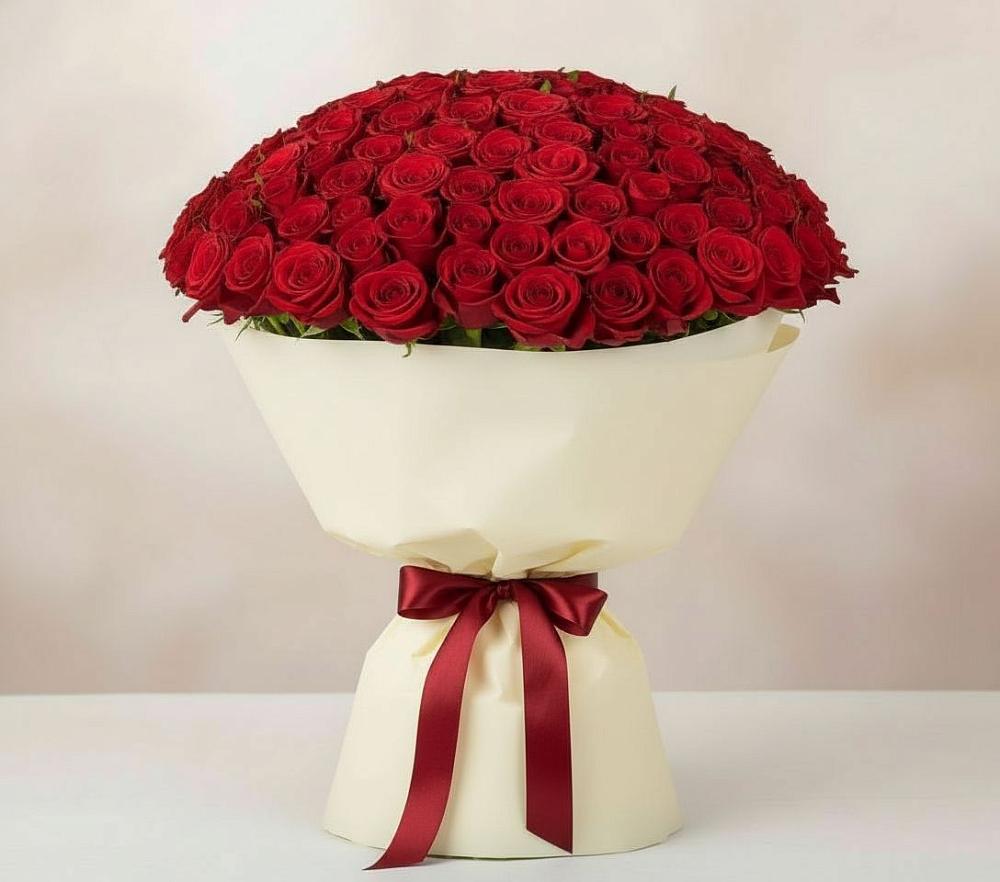 Букет 101 Красная роза Милано в Аверьяновке