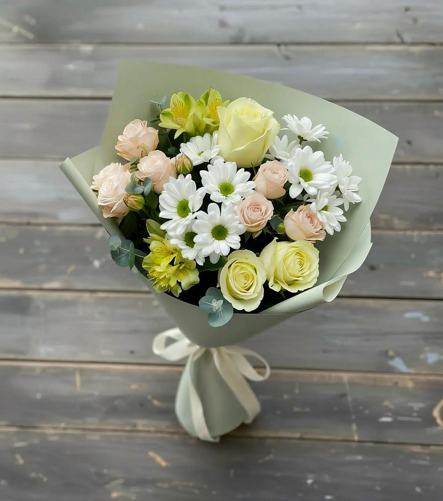 Букет цветов из: Альстромерии, Розы и Хризантемы в Аверьяновке