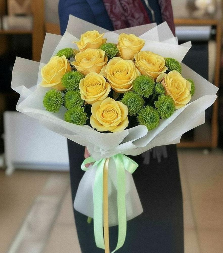 Букет цветов из: Хризантемы и Розы в Аверьяновке