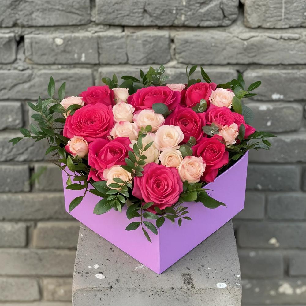 Цветочная композиция из Розы в коробке в Аверьяновке