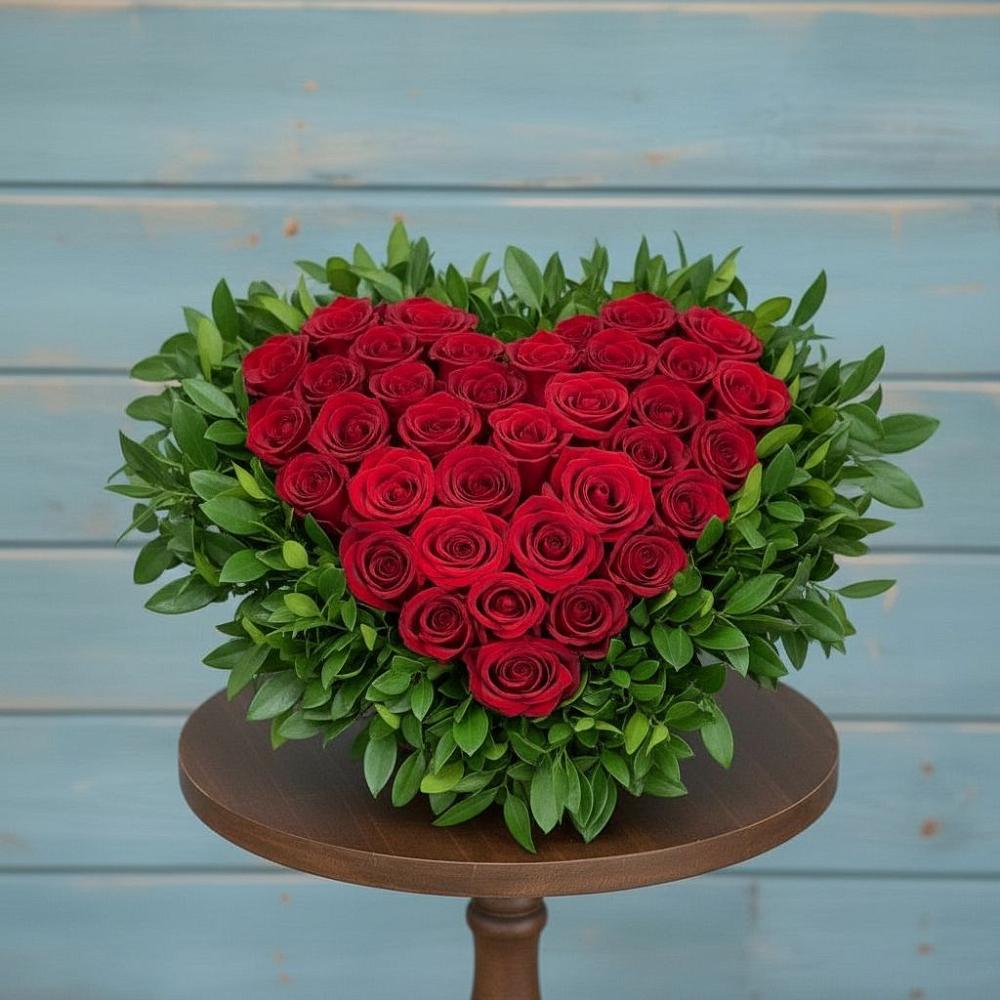 Цветочная композиция из Розы в виде сердца в Аверьяновке