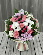 Букет цветов из:  Альстромерии, Гвоздики, Розы и Хризантемы в Аверьяновке