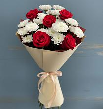 Букет цветов из:  Розы и Хризантемы #REPLACE_PRED# Аверьяновке