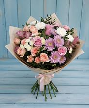 Букет цветов из:  Хризантемы, Розы и Альстромерии в Аверьяновке