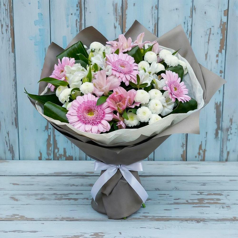 Букет цветов из: Герберы, Альстромерии и Хризантемы в Аверьяновке